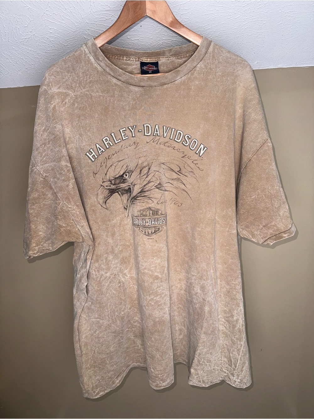 Y2K Harley-Davidson Eagle Pattern Motorcycle T-Shirt Made in USA Men’s XL